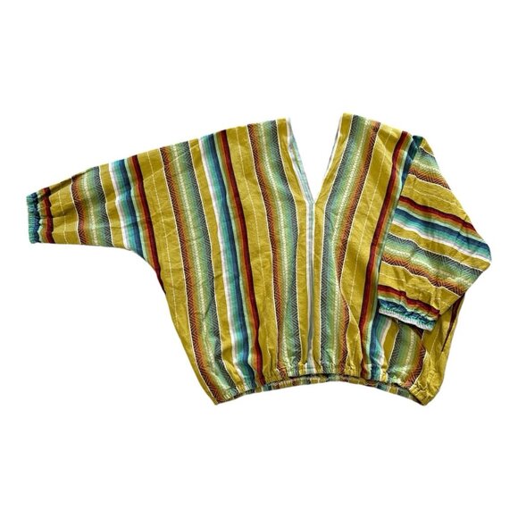 Lucky & Blessed Deep V Striped Top 3/4 Sleeve Boho Western Plus Sz 2X Vintage - Picture 2 of 7